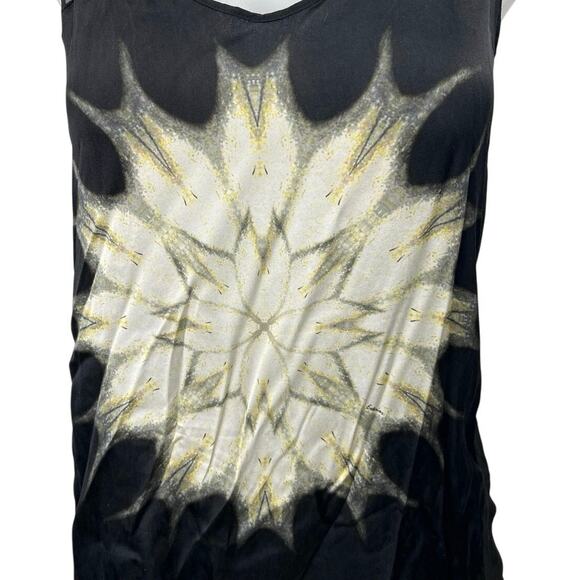 D. Exterior Women's Black Cream Floral Mesh V Neck Sleeveless Tank Top Size S - Picture 3 of 4